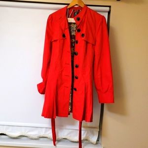 Red, cotton jacket with printed polyester lining.  Size M by Y Exchange